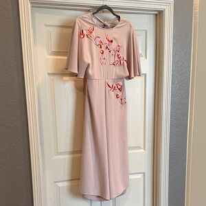 Chelsea & Violet Blush Jumpsuit with Red Floral Design